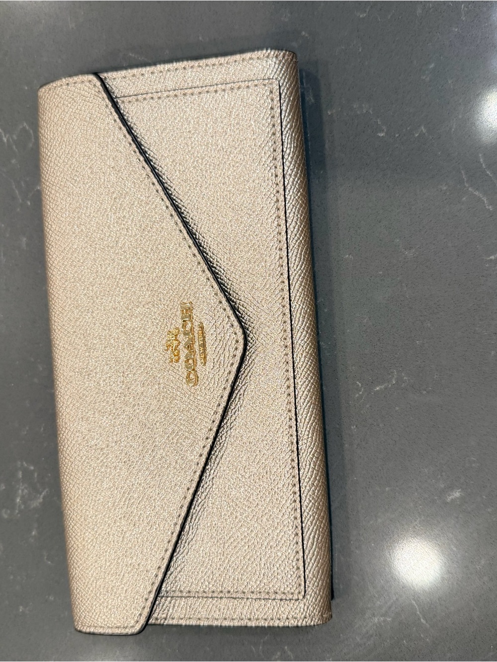 Coach Metallic Champagne Envelope Continental Wallet